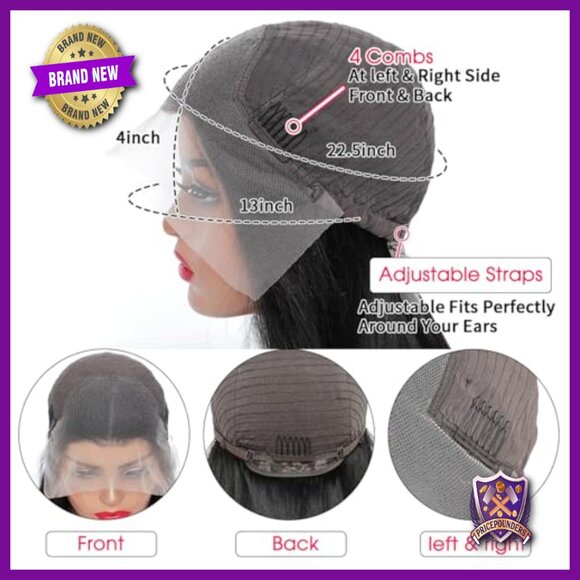 32 Inch Deep Wave Lace Front Wig Human Hair 200% Density Pre Plucked main image 5